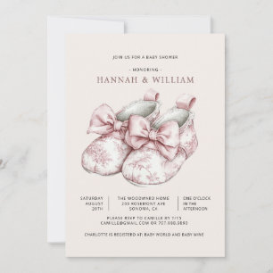 Invitación de Baby Shower de Niña Toile Rosa