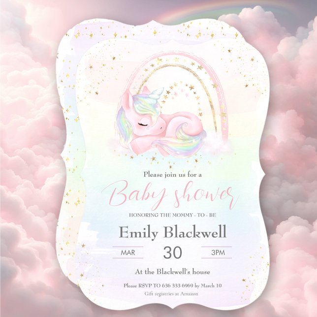 Invitación de baby shower de niña unicornio baby s (Unicorn baby shower girl baby shower invitation)