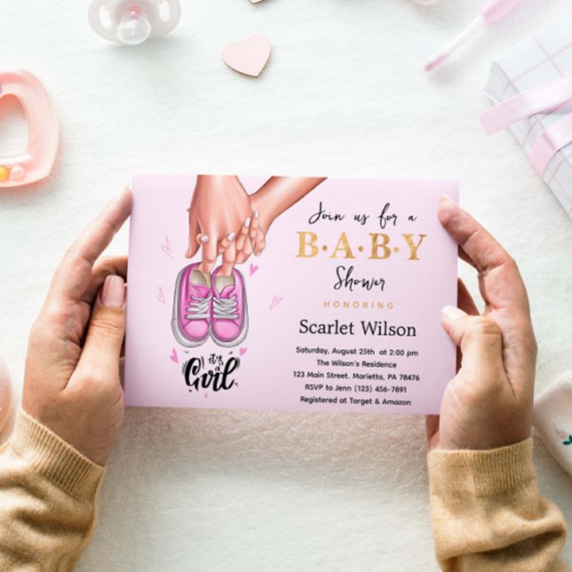 Invitación de Baby Shower de Niña Zapatos Rosados (Subido por el creador)