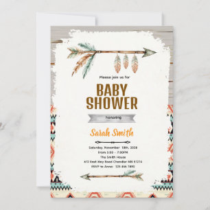 Invitación de baby shower de niño azteca