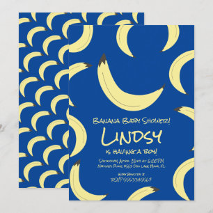 Invitación de Baby Shower de Niño Azul Plátano Lin