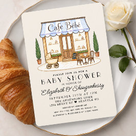 Invitación de Baby Shower de Niño Café Bébé Francé