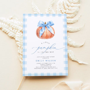 Invitación de Baby Shower de Niño Calabaza Azul