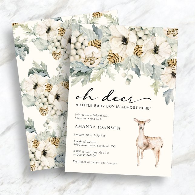 Invitación de Baby Shower de Niño Ciervo (Deer Baby Boy Shower Invitation
)
