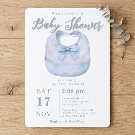 Invitación de Baby Shower de Niño con Bib de Moño