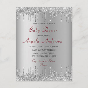 Invitación de Baby Shower de Niño con Brillo de Or