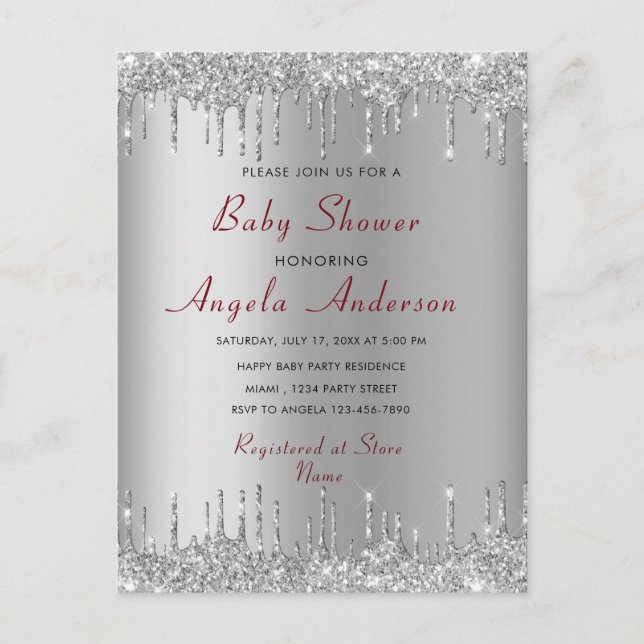 Invitación de Baby Shower de Niño con Brillo de Or (Anverso)
