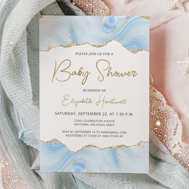 Invitación de Baby Shower de Niño con Brillo de Or (Subido por el creador)