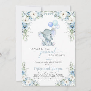 Invitación de Baby Shower de niño con elefante y g