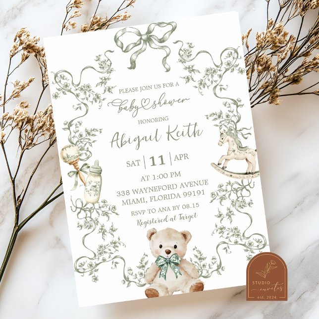 Invitación de baby shower de niño con estampado de (Subido por el creador)