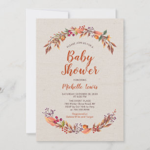 Invitación de baby shower de niño con flores de ar