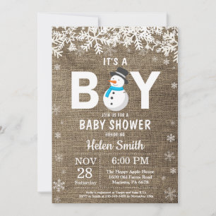 Invitación de Baby Shower de Niño con Hombre de Ni