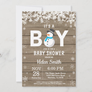 Invitación de Baby Shower de Niño con Hombre de Ni