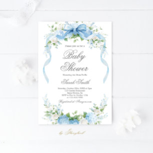 Invitación de baby shower de niño con Hortensia Az