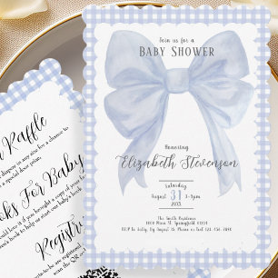 Invitación de Baby Shower de Niño con Lazo Azul a