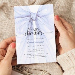Invitación de baby shower de niño con lazo azul el