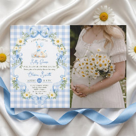 Invitación de Baby Shower de Niño con Lazo Azul Si