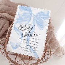 Invitación de baby shower de niño con lazo coquett