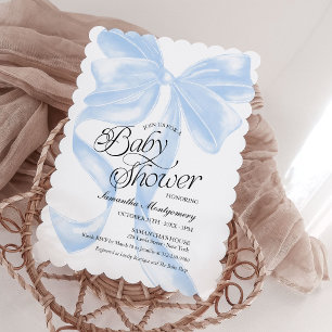 Invitación de baby shower de niño con lazo coquett