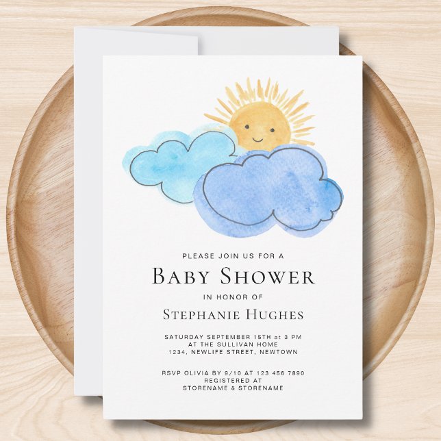 Invitación de Baby Shower de niño con nubes (Subido por el creador)
