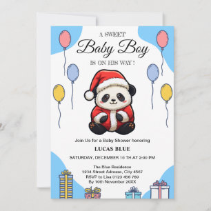 Invitación de Baby Shower de Niño con Panda Lindo