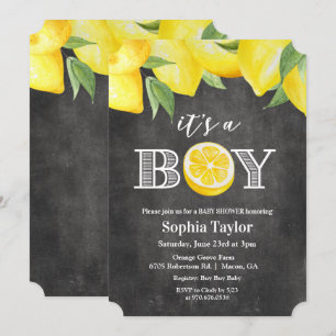Invitación de Baby Shower de Niño con Pizarra y Li