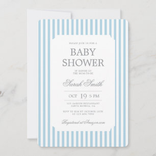 Invitación de baby shower de niño con rayas azules