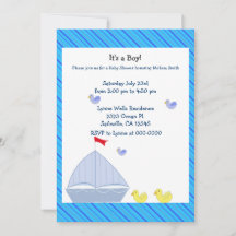 Invitación de Baby Shower de niño con tema de vele