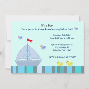 Invitación de Baby Shower de niño con tema de vele