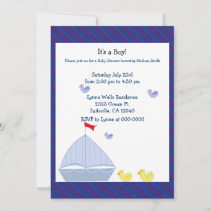 Invitación de Baby Shower de niño con tema de vele