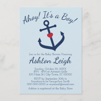 Invitación de Baby Shower de niño con temática náu
