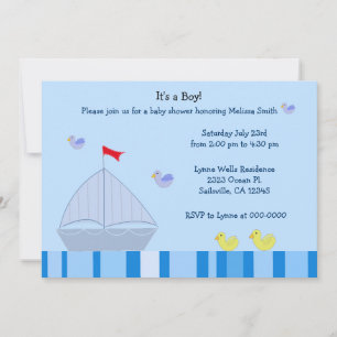 Invitación de Baby Shower de niño con velero náuti