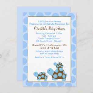 Invitación de Baby Shower de niño de Blue Mod Turt