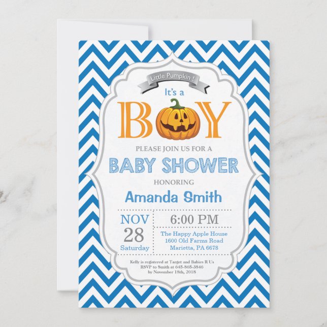 Invitación de Baby Shower de Niño de Halloween Cal (Anverso)