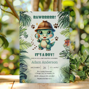 Invitación de Baby Shower de Niño Detective Dino L