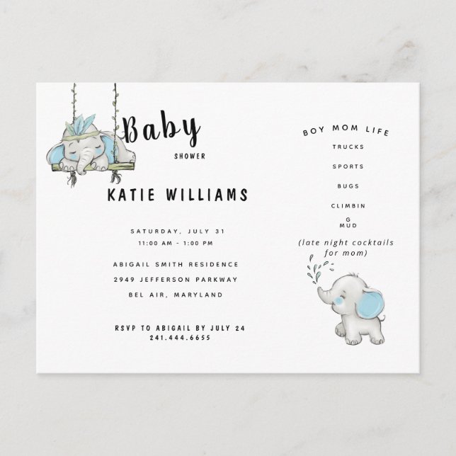 Invitación de Baby Shower de Niño Divertido (Anverso)