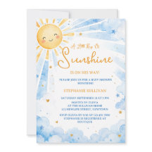 Invitación de Baby Shower de Niño en Azul Acuarela