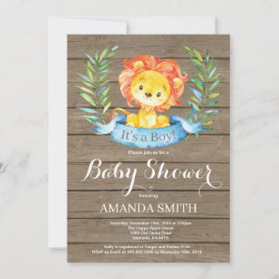 Invitación de Baby Shower de Niño León Rústico