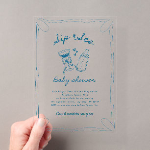 Invitación de baby shower de niño para sip & see e