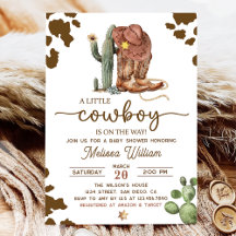 Invitación de Baby Shower de Niño Pequeño Cowboy W