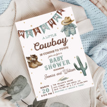 Invitación de Baby Shower de Niño Pequeño Cowboy W
