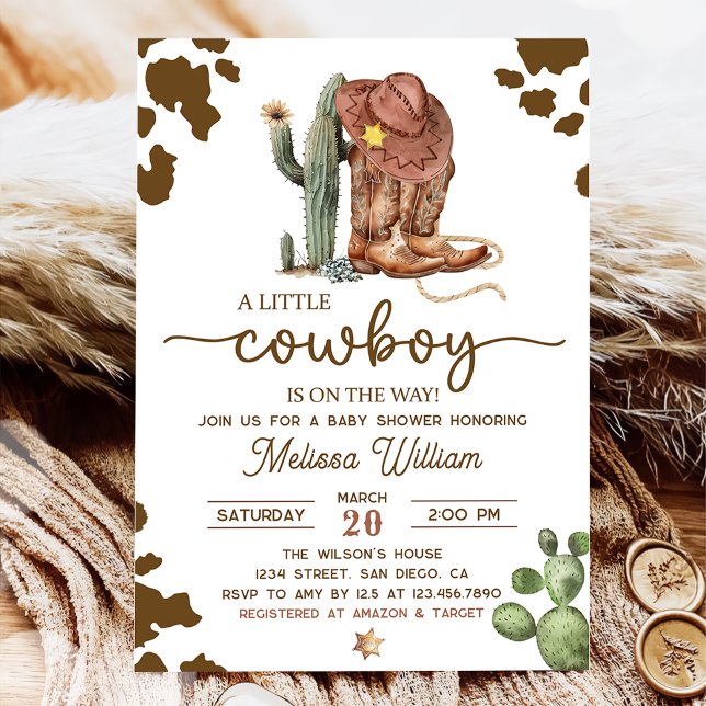 Invitación de Baby Shower de Niño Pequeño Cowboy W (Subido por el creador)