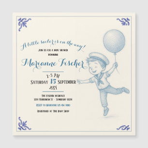 Invitación de baby shower de niño retro náutico