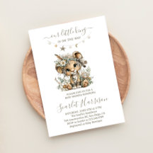 Invitación de Baby Shower de niño rey león floral