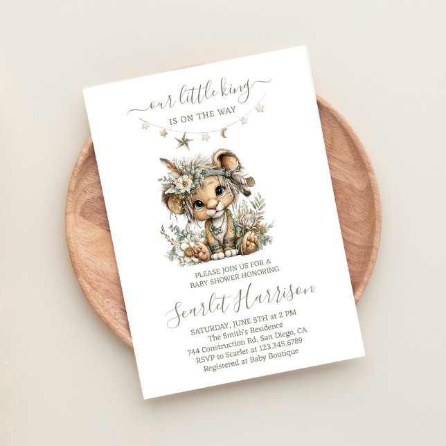 Invitación de Baby Shower de niño rey león floral (Subido por el creador)