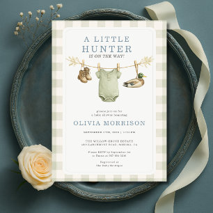 Invitación de baby shower de Niño Tela a Cuadros L