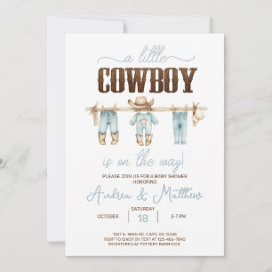 Invitación de baby shower de niño vaquero western.