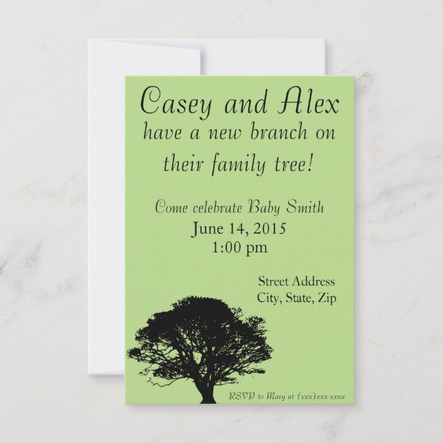Invitación de Baby Shower de nueva rama del árbol  (Anverso)