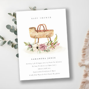Invitación de Baby Shower de Nursery Floral Rosa B