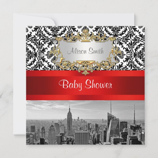 Invitación de Baby Shower de NY City Skyline BW 43 (Anverso)